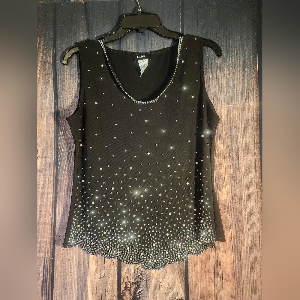 Womens Size Medium MSK Rhinestone Sleeveless Top